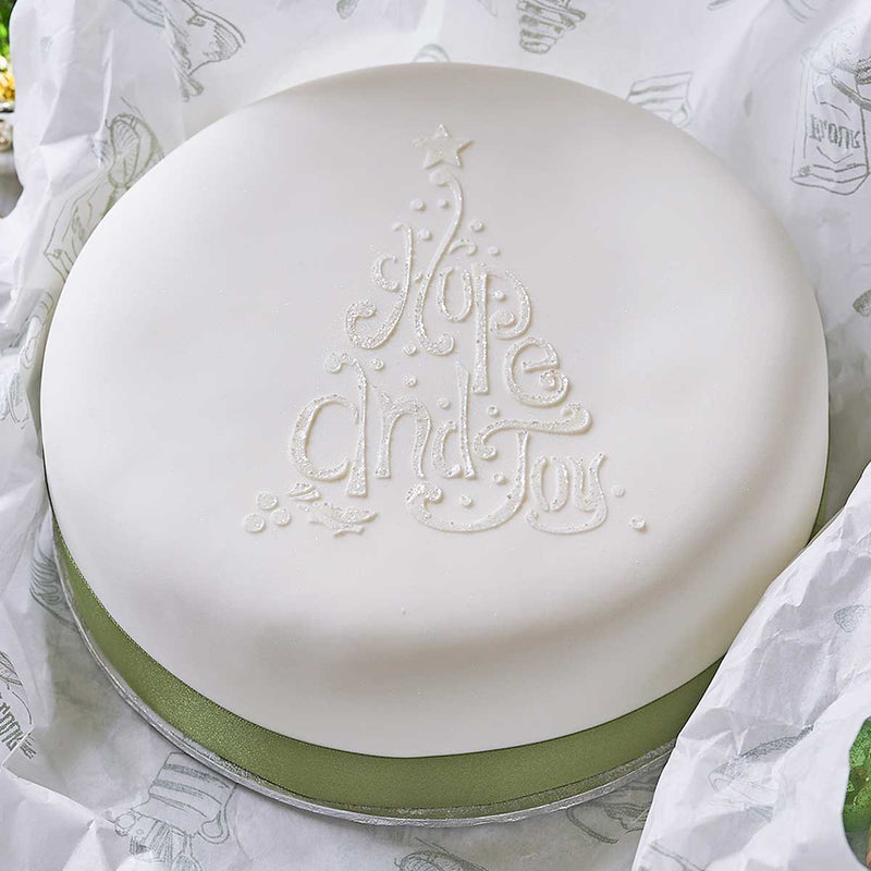 Limited Edition : HOPE & JOY Fully Iced Classic Christmas Cake