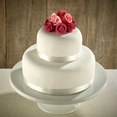 Pink Roses Two Tier Wedding Cake !