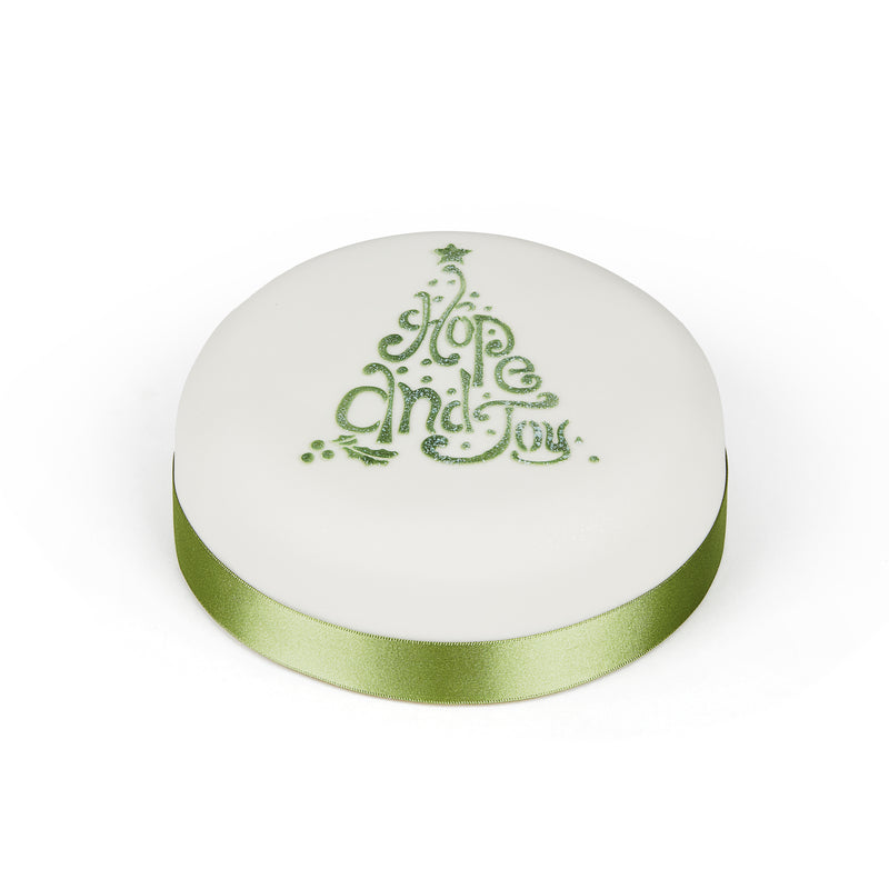 Limited Edition : HOPE & JOY Green Fully Iced Christmas Cake