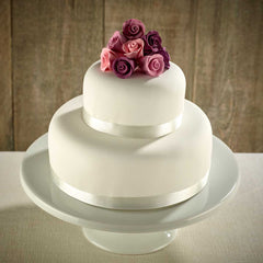 Purple Roses Two Tier Wedding Cake !