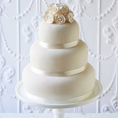 3 tier Wedding Cake with White Lustre Roses !