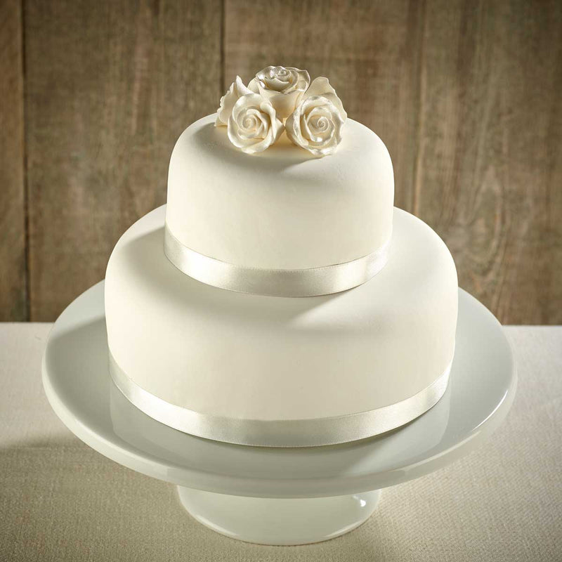 White Roses Two Tier Wedding Cake