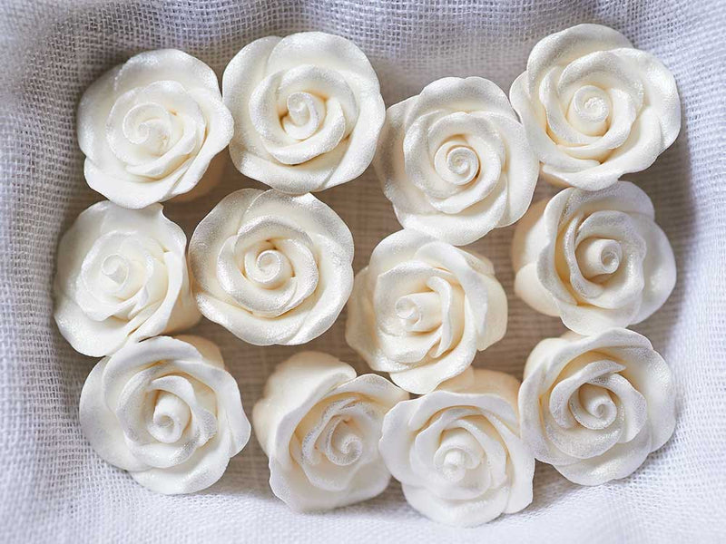 White Roses Two Tier Wedding Cake